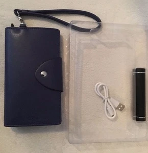 Lodis Cuero Smartphone Muñequera/Cartera con Bastón de Carga Universal Azul Marino Nuevo - Imagen 1 de 9