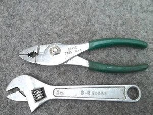 2 USA Vintage S-K Tool Pliers 7265 & Adjustable Wrench 6" FREE SHIP SK - Picture 1 of 6