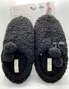 Jessica Simpson all Black Teddy Slippers XL 9-10 - Picture 1 of 7