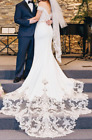 ANNA GRACE Elegant Luxurious Crepe Fabric Lace Designer Wedding Gown Size 4