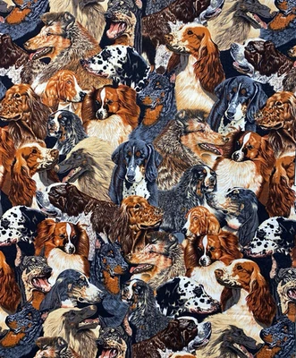 Tela de algodón acolchado C S Shamash razas de perros mascotas por la mitad 1/2 yarda Foto 1 de 4