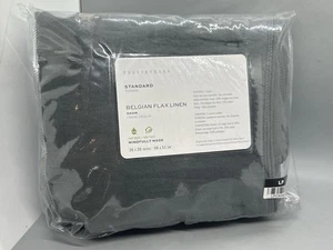 Edredón estándar Pottery Barn lino belga lino farsa, acolchado, gris carbón - Imagen 1 de 9