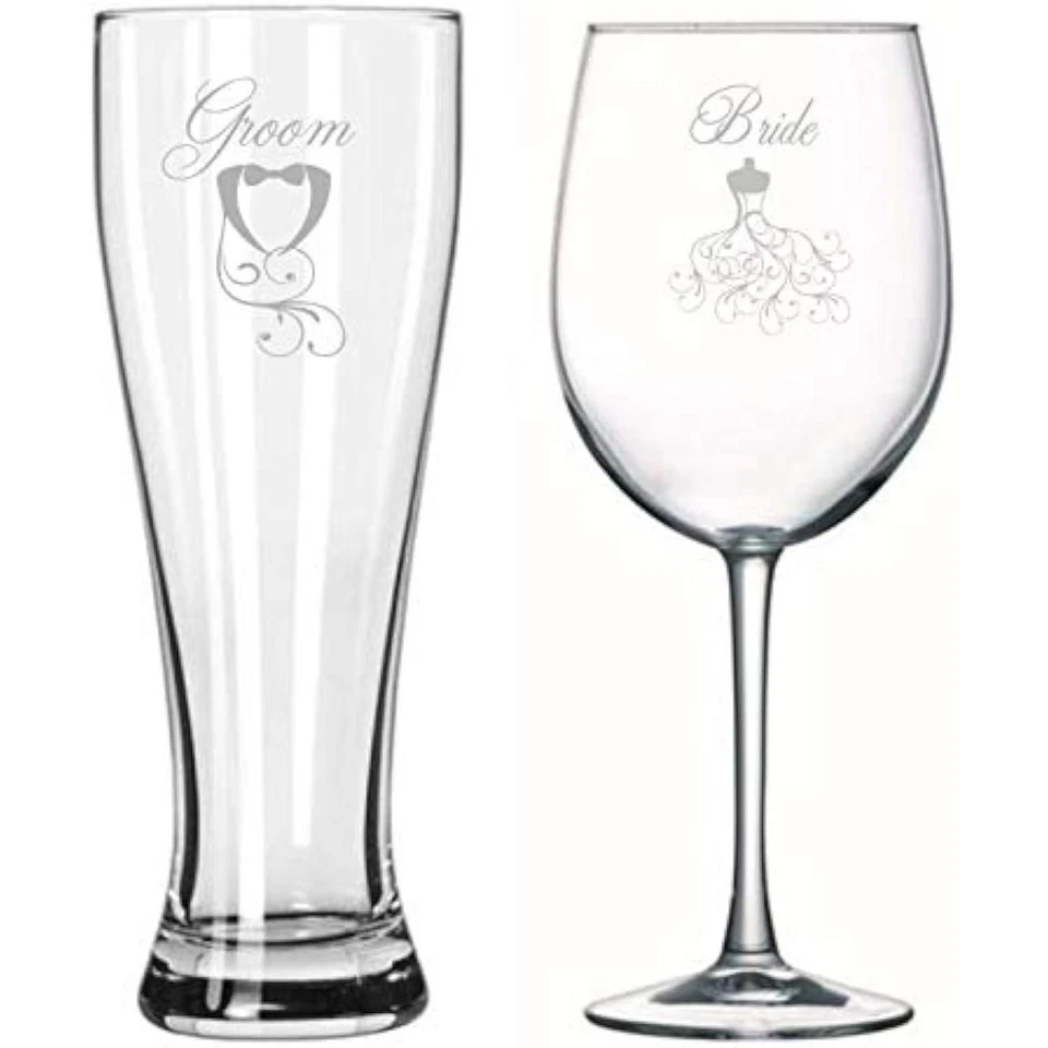 Очки для тостов жениха невесты — подарок на помолвку — свадьбу — подарки для пар - Изображение 1 из 1