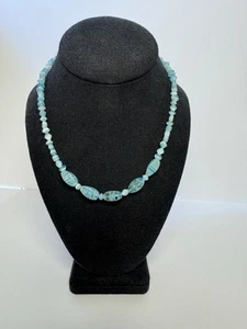 16” Venetian Millefiori Glass Necklace Light Blue , Made in USA, NEW - Picture 1 of 11
