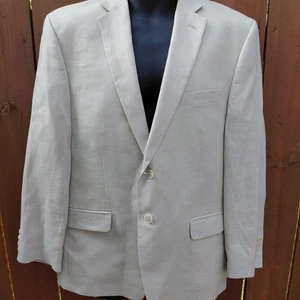 Blazer Calvin Klein Hombre 42S Beige 100% Lino 2 Botones Doble Ventilación Completamente Forrado - Imagen 1 de 15