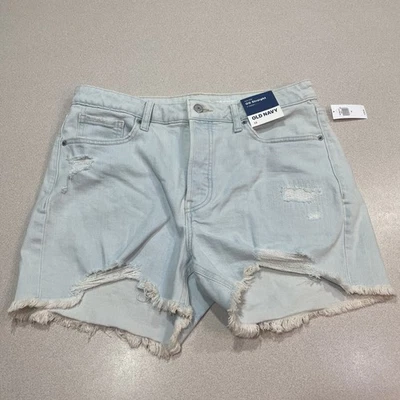 Pantalones cortos de mezclilla para mujer Old Navy de tiro alto OG rectos desgastados 12 nuevos con etiquetas Foto 1 de 4