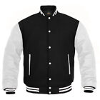 Mens Varsity Letterman Jackets College Baseball Wool + Genuine Leather Jacket