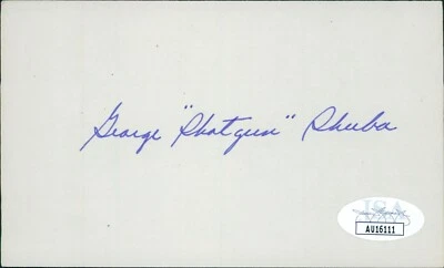 George Shotgun Shuba Brooklyn Dodgers Signed 3x5 Index Card JSA Authenticated - Image 1 of 2