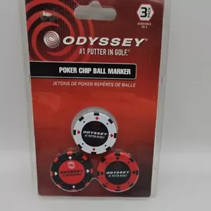 Odyssey Poker Chip Golf Ball Markers 3 Pack New Real Poker Chip Size & Feel - Picture 1 of 5