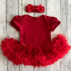 BABY GIRL RED DRESS TUTU ROMPER, Newborn Princess Christmas Party Outfit 