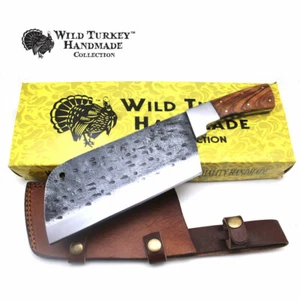 Wild Turkey Handmade Collection 1075 High Carbon Steel Full Tang Butcher Knife  - Picture 1 of 5