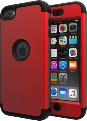iPod Touch 5ta 6ta 7ma Generación - ROJO NEGRO Alto Impacto Resistente Armadura Híbrida Recubrimiento Estuche Foto 1 de 4