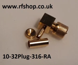 Conectores compatibles con Microdot, macho, 10-32, RG316, RG174, ángulo recto - Imagen 1 de 1