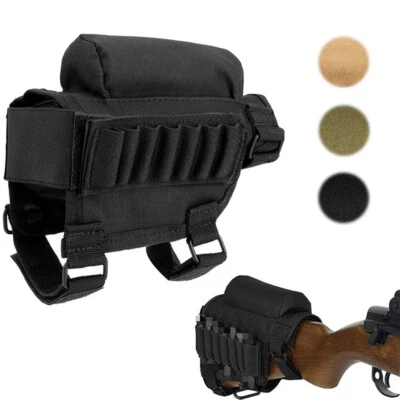 Portable Adjustable Tactical Buttstock Shell Holder Cheek Rest Pouch Holder Pack - Image 1 of 4