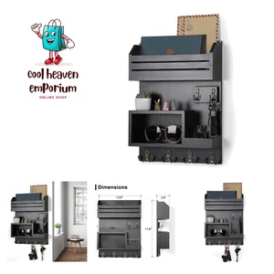 Key Holder for Wall, Wall Mounted Mail Organizer with 6 Metal Key Hooks, Key ... - Picture 1 of 7