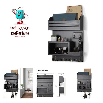 Key Holder for Wall, Wall Mounted Mail Organizer with 6 Metal Key Hooks, Key ... - Image 1 of 4