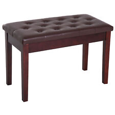 Wooden Duet Piano Bench Padded Seat Storage Keyboard Chair Tufted Faux Leather 