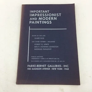 Parke-Bernet Galleries #2678 Public Art Auction Catalog April 3, 1968 Paintings - Foto 1 di 12