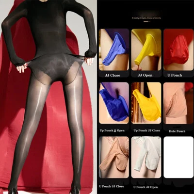Sexy Men 8D 912 Pin Oil Glossy Bodysuit U Convex Pouch Bodycon Tights Put Up — 第 1/4 张图片
