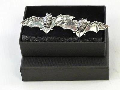 Flying Bat Vampire? Fine English Pewter Cufflinks Gift Mens Boxed Foto 1 de 4