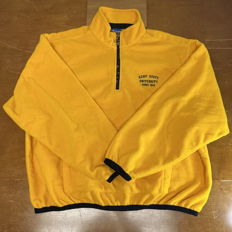 Kent State Golden Flashes Sweatshirt Mens XL Yellow 1/4 Zip Fleece Pullover Cover