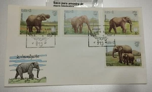 1987 Lao Laos Wildlife Elephant Gajah Stamp FDC - Picture 1 of 6