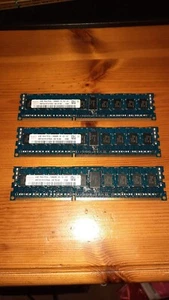 12GB - 3 x Hynix HMT351R7CFR4A-H9 4GB 1Rx4 PC3L-10600R DDR3-1333 1.35v Reg. ECC - Picture 1 of 2