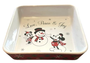 Disney Mickey And Minnie Baking Dish Merry Christmas Holiday Plaid Square 9x9 in - Picture 1 of 7