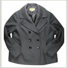 Michael Kors manteau paon pour femme XL mélange laine grise double poitrine doublée écu 