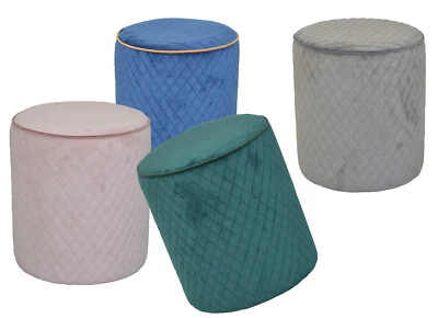 Sitzhocker, Sitzpouf "Anika", Groß mit Samtbezug und Rautensteppung - Bild 1 von 2