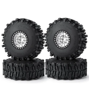 FLYXM 4x 1.9" 120mm 1/10 RC Car Tires with Alloy Beadlock Rim for SCX10 TRX4 etc - Picture 1 of 15
