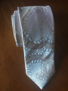 Steven Land Beige Geometric Pattern Men's Tie. - Picture 1 of 3