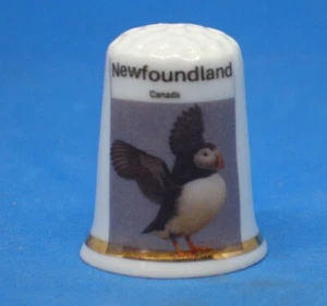 Birchcroft China Thimble - Travel Poster Series - Newfoundland -  Dome Gift Box - Picture 1 of 3