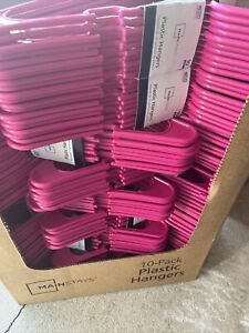 Mainstays 10 -Lot of 3-30 hangers pack Plastic Hangers Magenta Gem hot pink