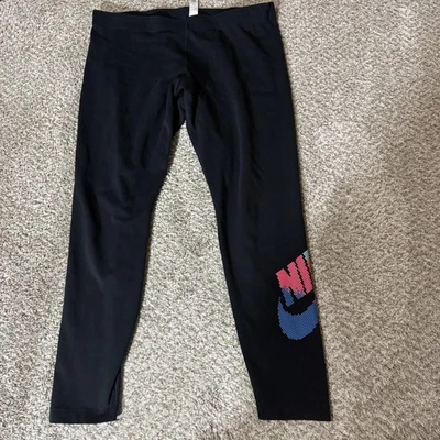 Nike Leggings Mujer XL Negro Gráfico Logo Elastizado Pantalones Atléticos Estampado Colorido Foto 1 de 4