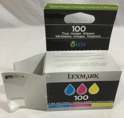 Genuine Lexmark 100 Multipack Cyan Magenta Yellow 14N0685 Open Box - Image 1 of 4