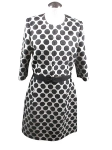 Hobbs Invitation Dress Jacket Skirt Set Womens 14 Polka Dot Formal Bow Occasion - Picture 1 of 24