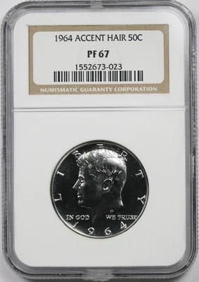 1964 50C NGC PF 67 (Accent Hair) Kennedy Half Dollar  - Image 1 of 4