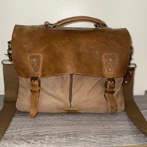 Tiding Canvas & Leather Messenger Distressed Work /School Bag Travel - Picture 1 of 8