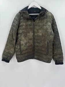 Isaora Jacket Mens Medium Stone Green Goose Down Puffer Full Zip Quilted Hooded - Picture 1 of 18