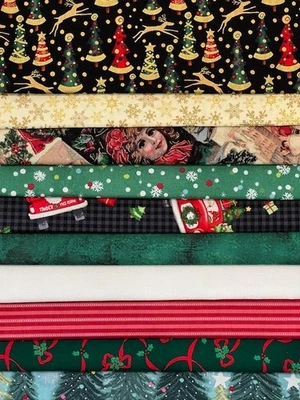 Lote de tela acolchada - Navidad vacaciones invierno, 10 cuartos de grasa + 1 GRATIS! Foto 1 de 4