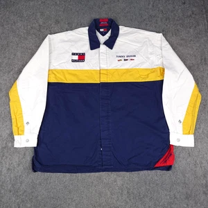 Vintage Tommy Hilfiger Shirt Mens XL Navy White Sailing Gear Flag Colorblock 90s - Picture 1 of 17