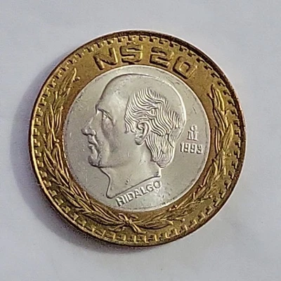 1993 Mo 20 nuevos pesos Hidalgo  bimetalic   silver.925 Center Km#561 Coin#(309) - Image 1 of 2