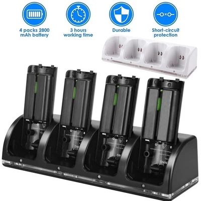 Batterie-Ladegerät für Wii Fernbedienungen,Dockingstation Ladegerät mit 4 Akkus - Bild 1 von 4