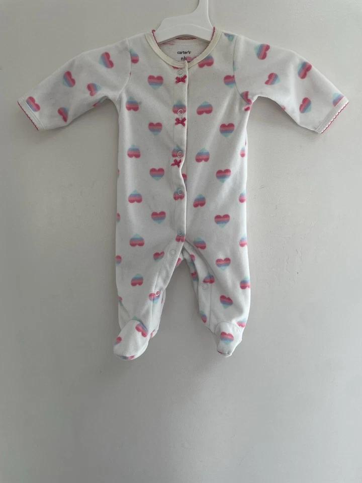 Carter's Bebé Niñas Arco Iris Corazón Suave Acogedor Vellón A Presión Dormir y Jugar Blanco Nuevo en Caja Foto 1 de 4