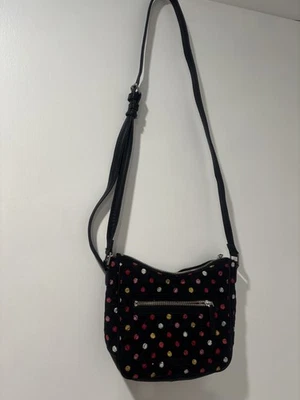 Vera Bradley 波尔卡圆点拉链斜挎包钱包挎包黑色  — 第 1/4 张图片
