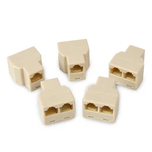 RJ45 CAT5 6 Ethernet Cable LAN Port 1 to 2 Socket Splitter Connector Adapter pj - Afbeelding 1 van 5