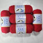 (Lot de 5) TLC Amore Worsted Weight Fils ROUGE VELOURS 170 g 278yds