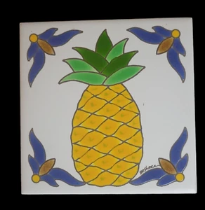Piastrella artistica ceramica Besheer design ananas - benvenuto o ospitalità - 6"x6" - Foto 1 di 3