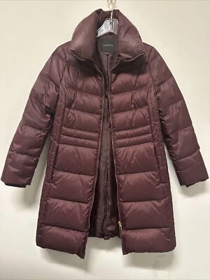 Talbots Down Puffer Jacket Coat Women Size M Burgundy Pockets - Image 1 of 4